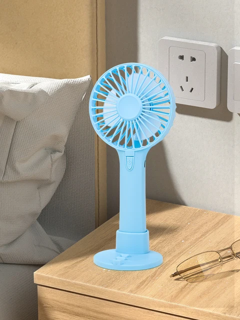 Handheld Electric Fan USB Charging Equipped with Bracket Base Third Gear Wind Speed Adjustable Noiseless Portable Electric Fan 4