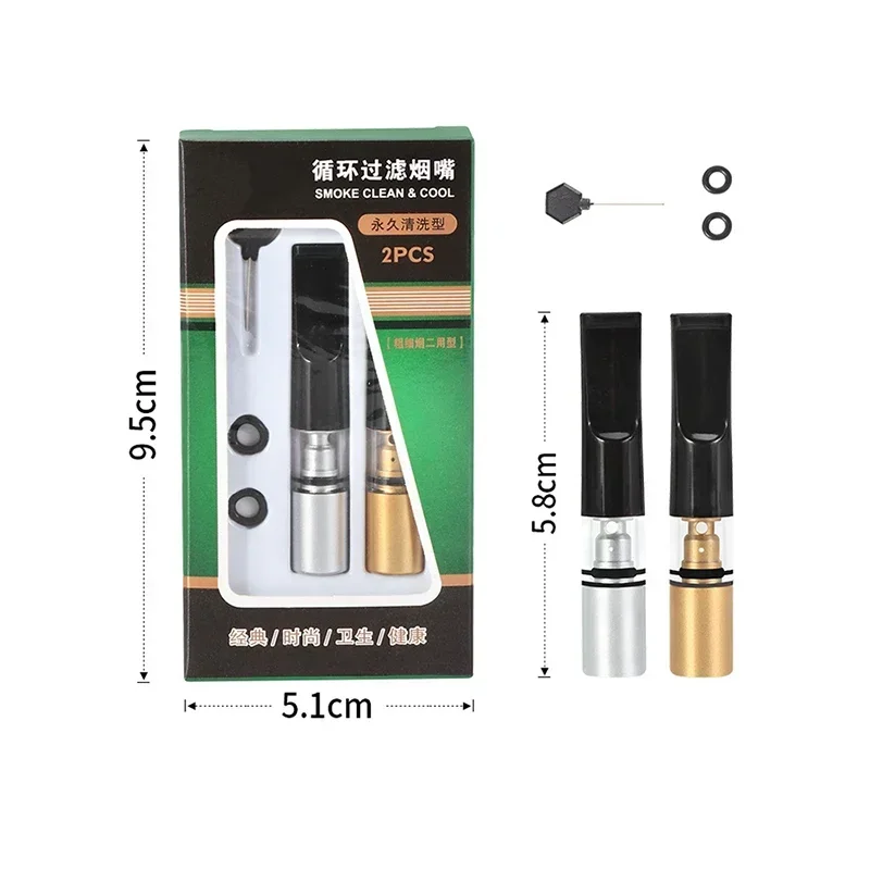 Cigarette Holder 2 Pcs/Box Filter Reduce Tar Cleanable Reusable Recycling Mouthpiece Smoking Accessories