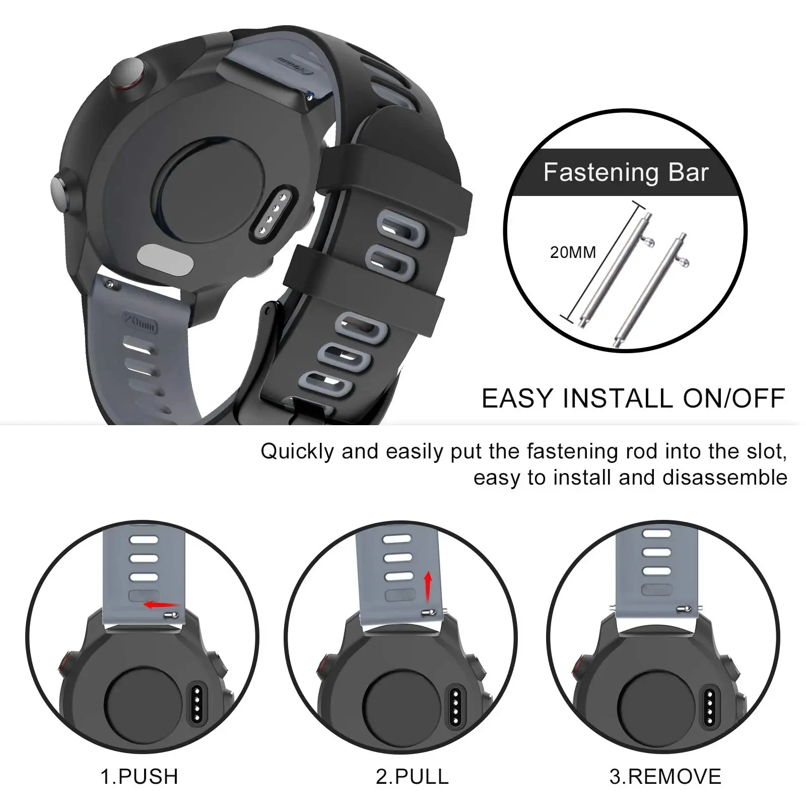 Enhanced Sports Silicone Watchband - 22mm - PACE 4 Series