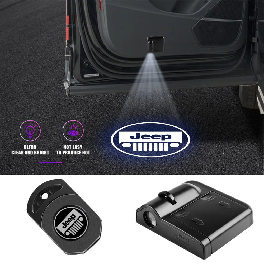 Wireless Door LED Welcome Light 2PCS for Jeep Compass Renegade Wrangler jk