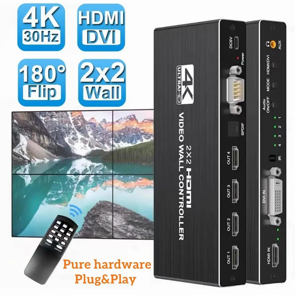 4K Hdmi-Compatibile Video Wall Controller 2X2 Video Wall Processor 1 X2 1 X4 1 X3 2 X1 3X1 4 X1 Multi Video Screen Processor Splicer