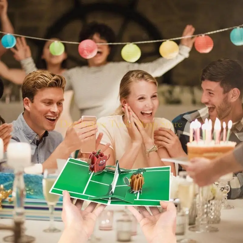 QX2E Intricate 3D Tennis Theme Card for Birthdays and Anniversaries Greeting Card