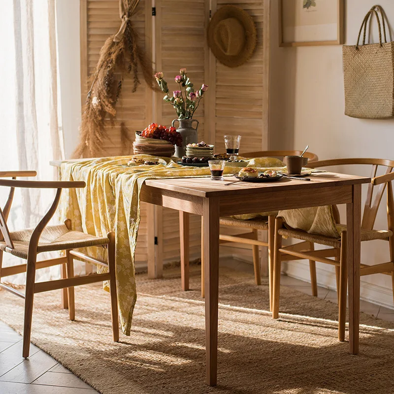 

The product can be customized.Simple dining tablePure solid wood, cherry wood, Nordic rectangular computer workbench, American