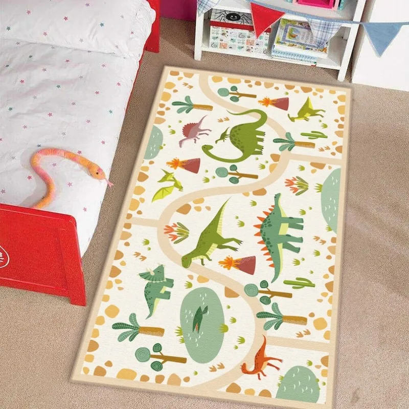 Dinosaur World Kids Carpets Non-Slip Kids Room Carpets Land of Dinosaur Carpet Playmat Crawling Carpet Home Decoration Green Rug 2