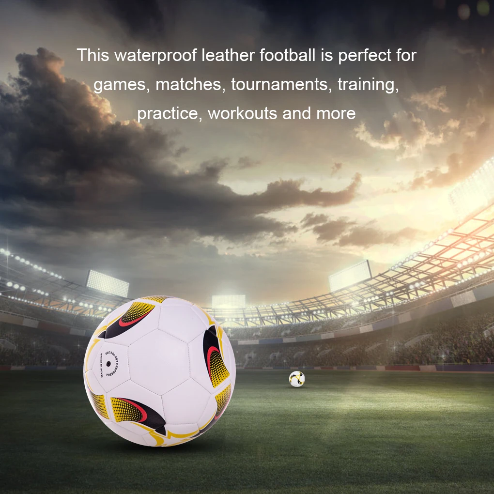 Size 5 Football Leather Training Practice Stadium Soccer Learning Professional Match Playground Sports Ball Accessory soccer ball