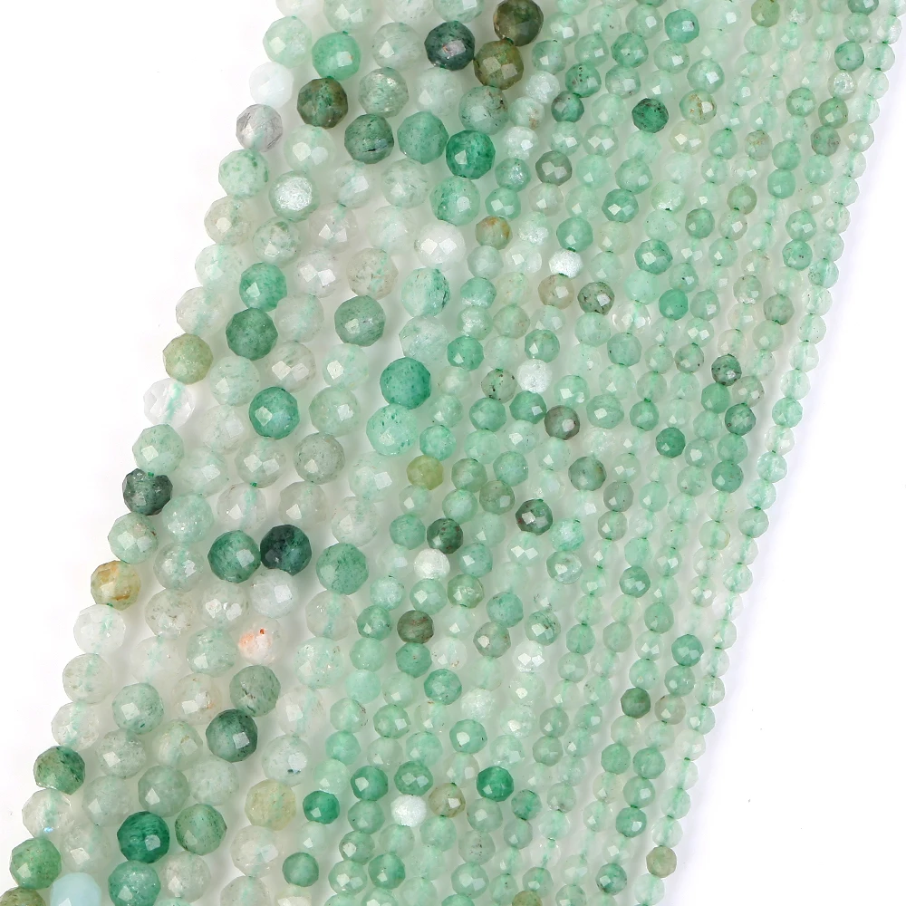 2 3 4mm Naturstein Facettierte Grüne Farbe Kristalle Quarz Jade Edelstein Runde Spacer Perlen Für Schmuck Machen DIY Armband 15" – Detail 9