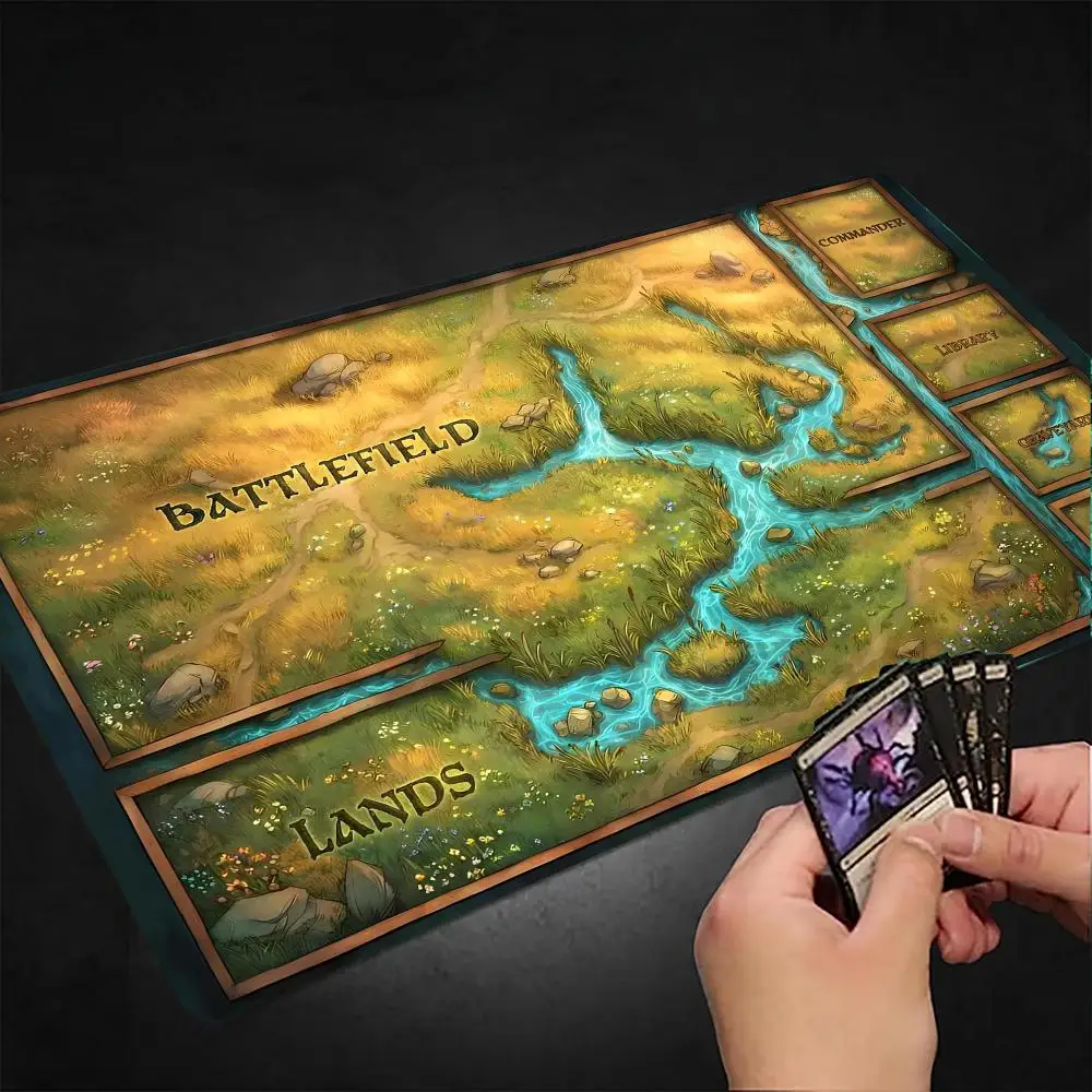Grassland Map Theme Durable Rubber Game Mat - 35x60cm Mouse Pad & Office Desk Mat with Friendly Design