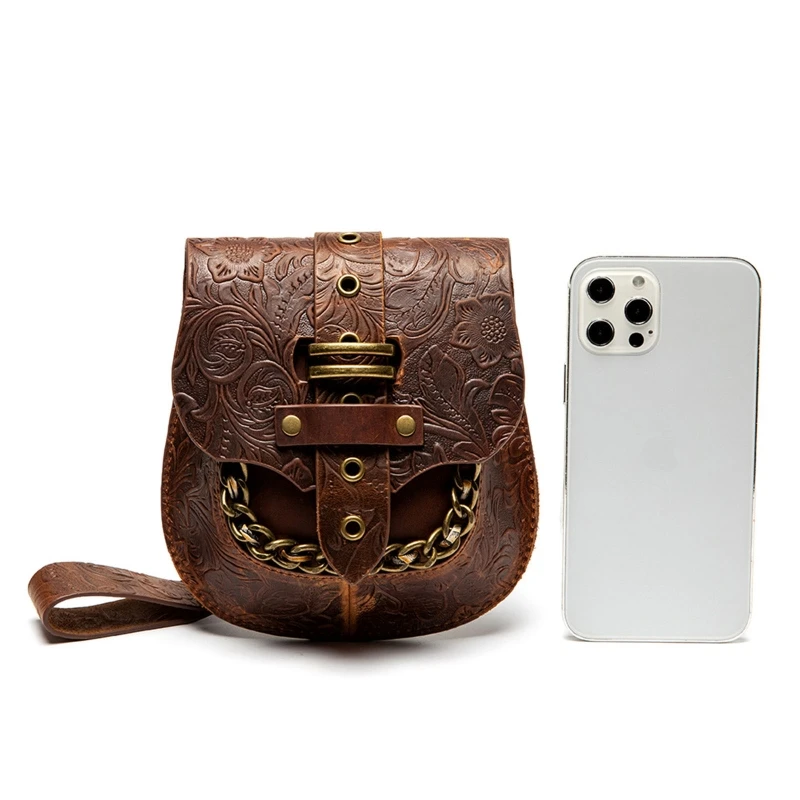 for Creative Retro Crossbody Bag Fanny Pack Embossed Shoulder Bag Cowhide Waist Bag Gift for Girlfriend Valentine's Day