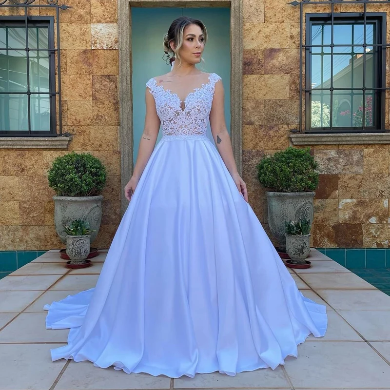 

Женское свадебное платье в пол, с V-образным вырезом и открытой спиной