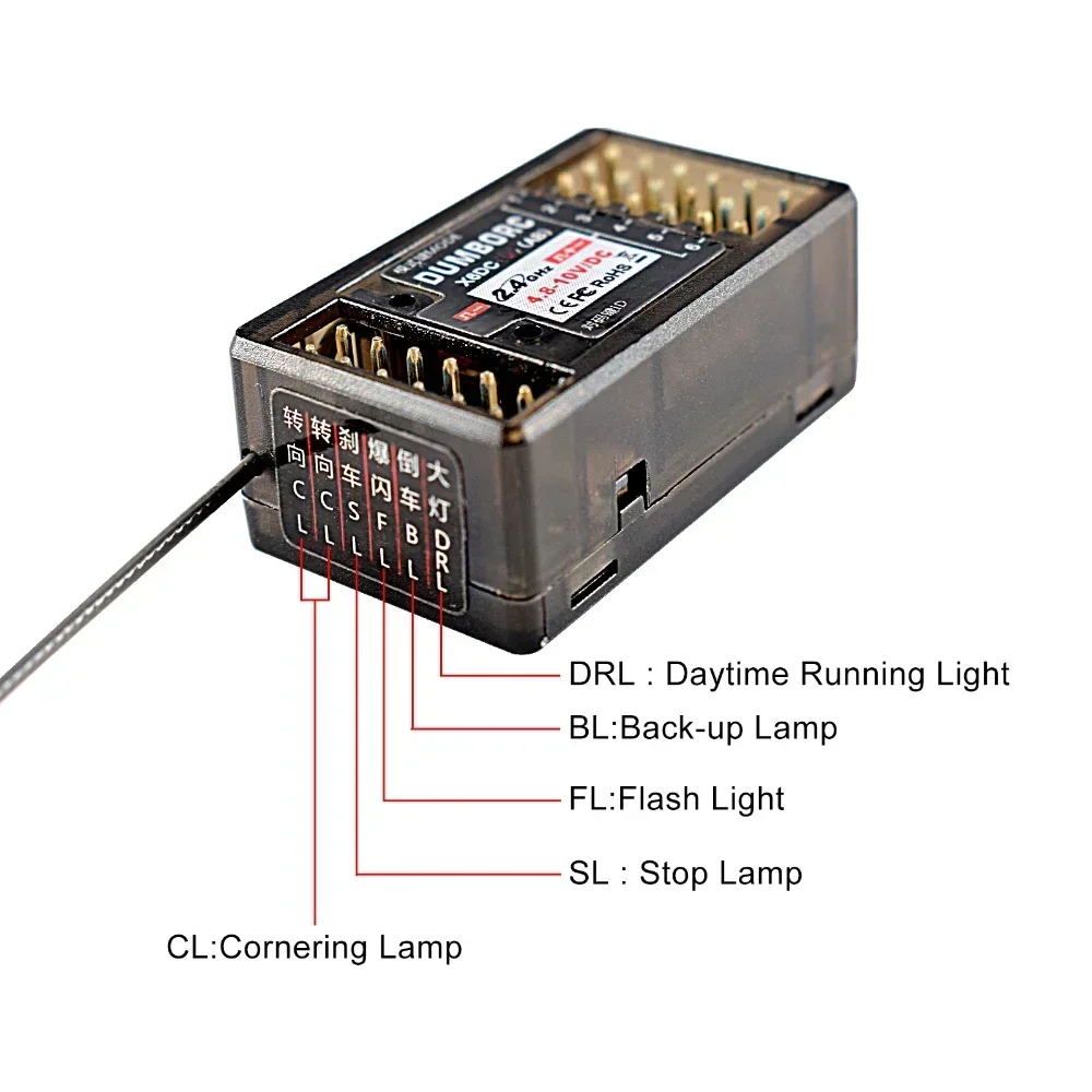 DUMBORC P6DC P10FG P4FMG P6FG MINI 4CH 6CH 10CH 10 Kanal Gyro Empfänger Spannung Rückkehr für X4 X6 Sender RC Auto Boot – Detail 22