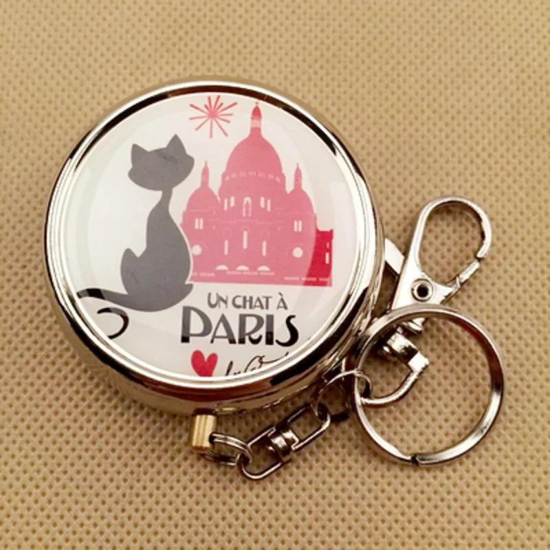 Portable Ashtray Cool Cat Round Metal Pocket Outdoor Ash Tray Smoking Accessories