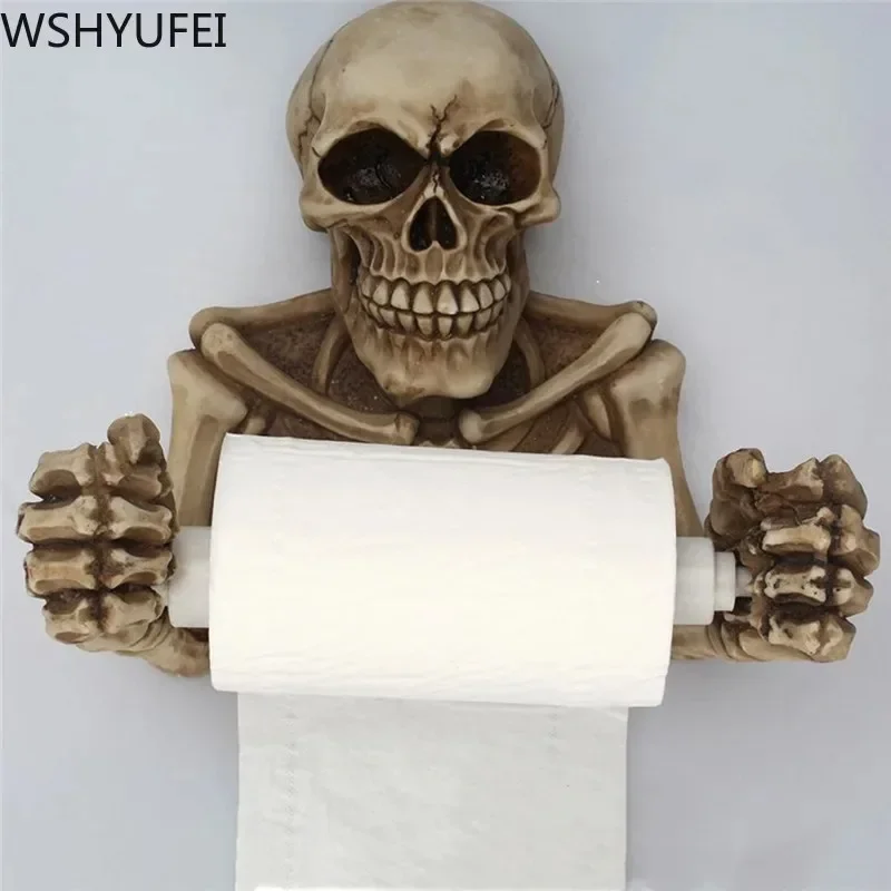 

Tissue Holder Novelty Skull Shape Wall Hanging Kitchen Bathroom Toilet Roll Paper Towel Rack Home Supplies Christmas decoration