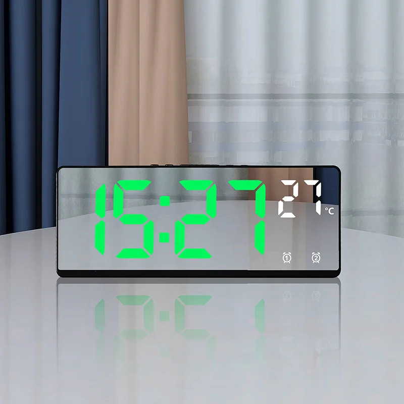 Creative Number Clock Color Nightlight Temperature Calendar Alarm Clock LED Large Number Electronic Backlight Home Decor