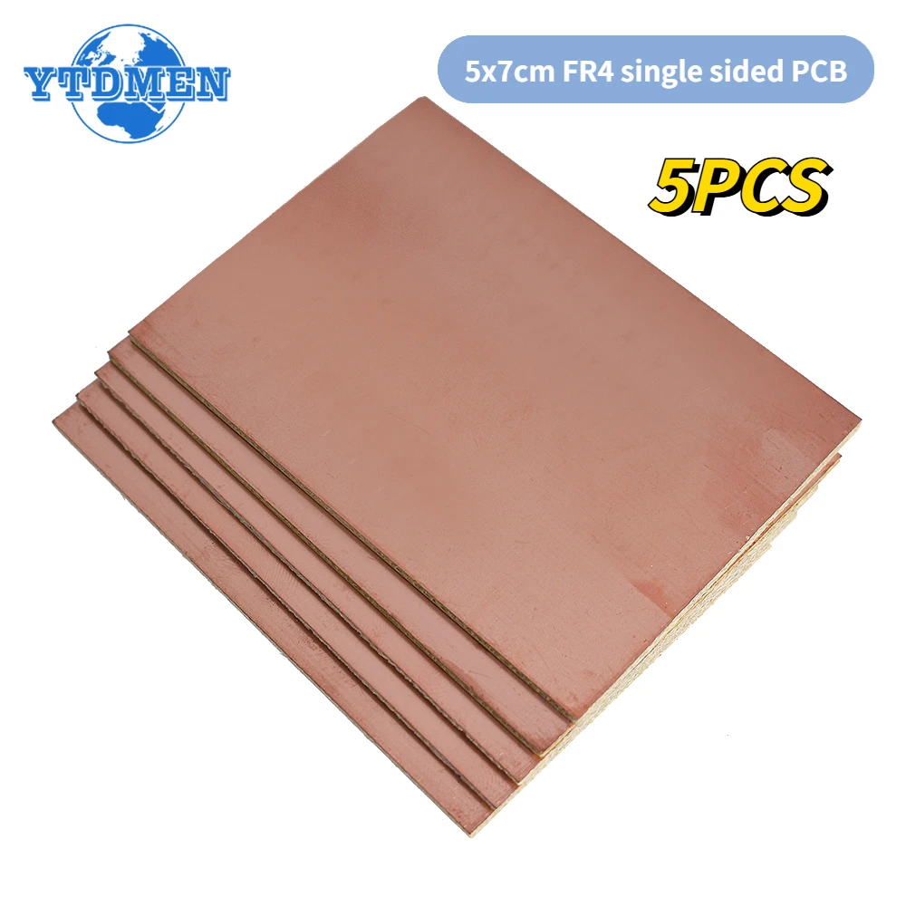 5PCS FR4 단면 PCB 5x7cm 구리 클래드 플레이트 라미네이트 회로 기판 5*7cm Diy PCB 키트