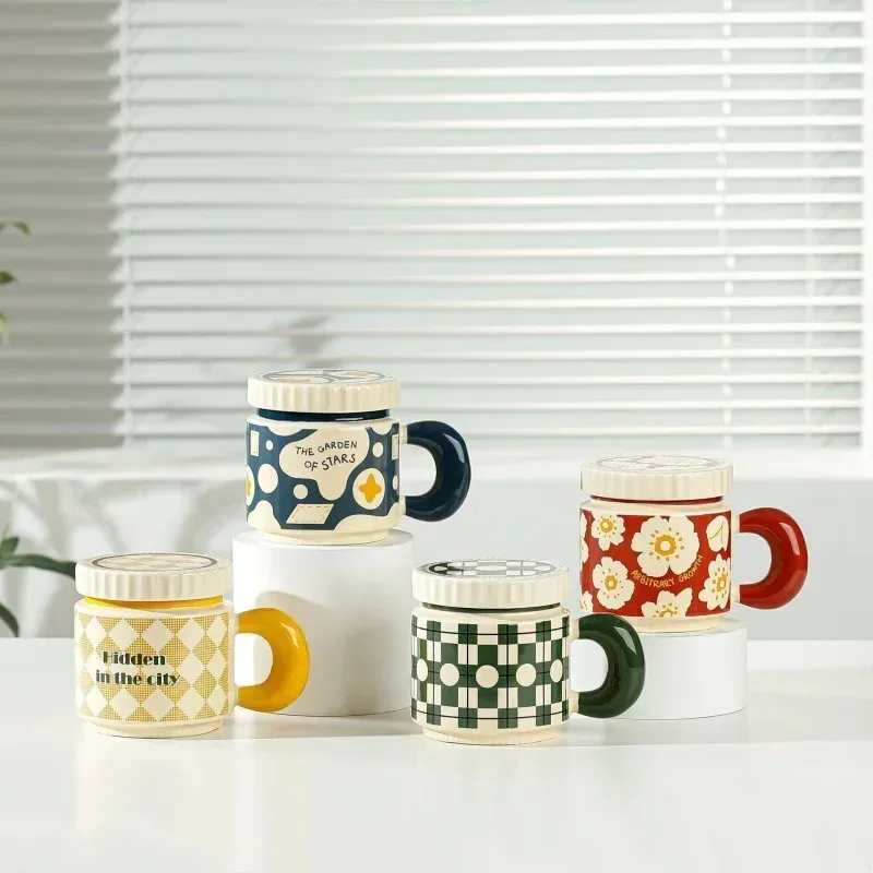 400ml Ceramic Coffee Mug with Lid - كوب قهوة سيرام...