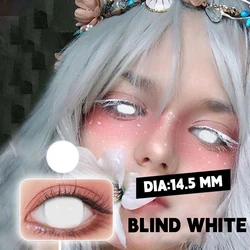 Vibrant Cyan Mesh White Colored Contact Lenses for Dramatic Cosplay & Halloween (Blind White)