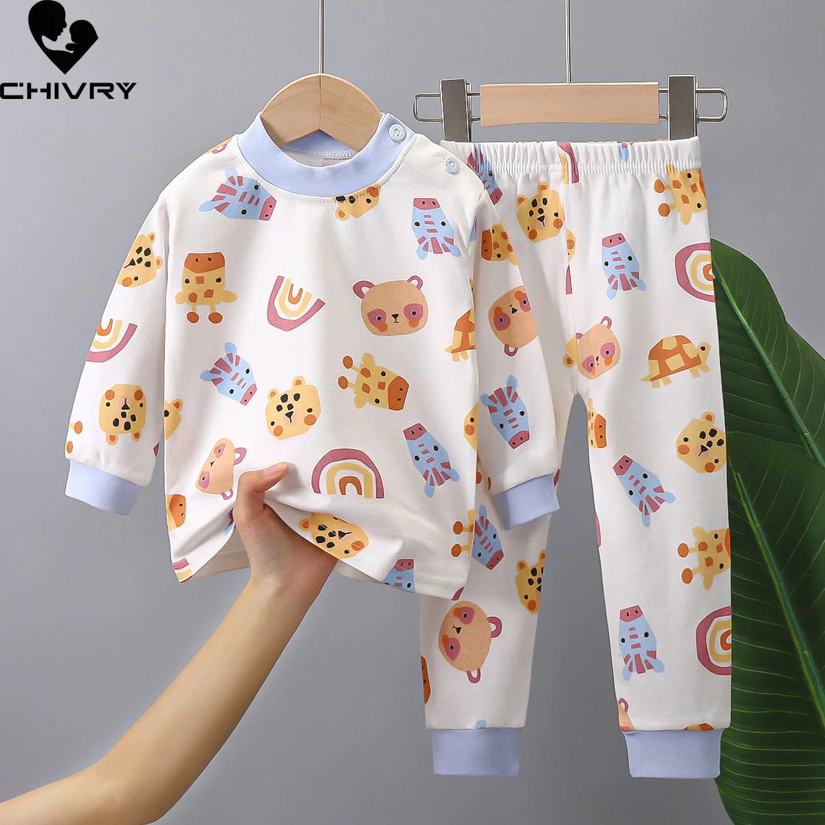 Kids Boys Girls Pajama Sets Cartoon Print Long Sleeve Cute T-Shirt Tops with Pants Toddler Baby Autumn Sleeping Clothes pajamas sets children pajamas kids clothes sets