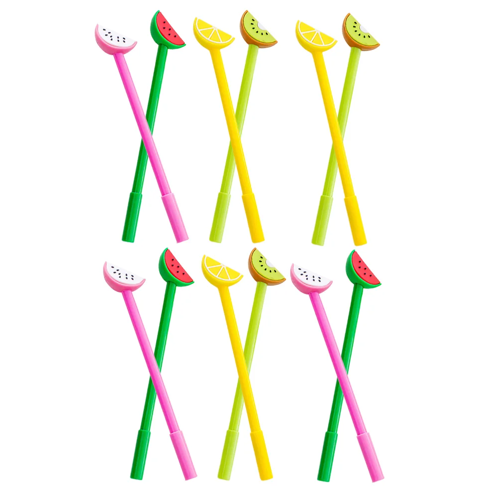 

12 Pcs Fruit Gel Pen Portable Office Accessories Cartoon Stationery Kiwi Writing Pens Kids