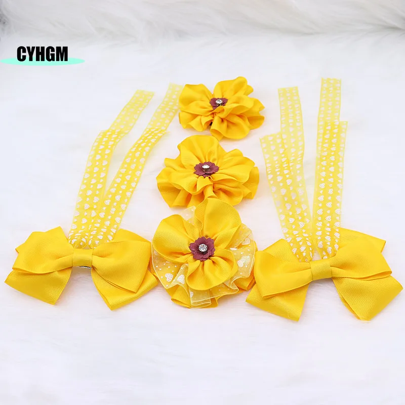 wholesale Fashion handmade new ribbon hair clips for girls silk hairpins cute yellow Barrettes hanfu hair accessory A01-3 referee props soccer kit accessory uniform polyester cards and flags yellow red