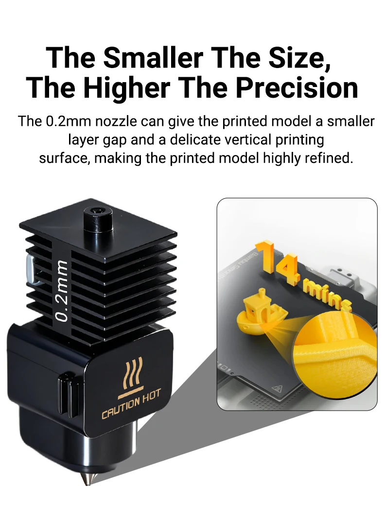 Lab A1 Hotend-Kit, einteilige Baugruppe, gehärtete Stahldüse 0,2/0,4/0,6/0,8 mm, verbessertes Hot-End für Lab A1 Mini 3D-Drucker-Teile – Detail 7