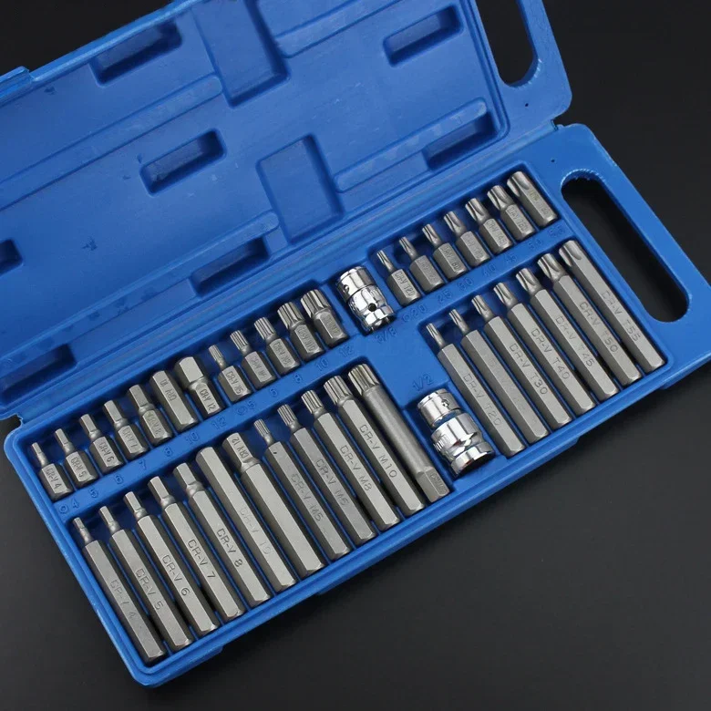 

40Pcs 1/2in 3/8in Adaptor Drive Shank Hex Star Impact Socket Set Metric Socket Set Ratchet Driver Socket Wrench