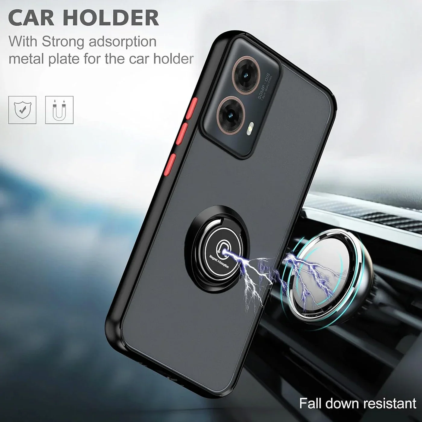 Enhanced Armor Matte Case with Ring Holder - Shockproof Protective Cover