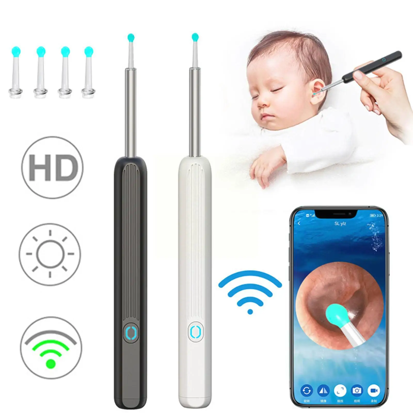 Wireless Smart Visual Ear Cleaner Otoscope Ear Wax Tool NE3 Sticks Ear Removal with Ear Camera Kit Endoscope Ear Cleaning K S3Q3 5