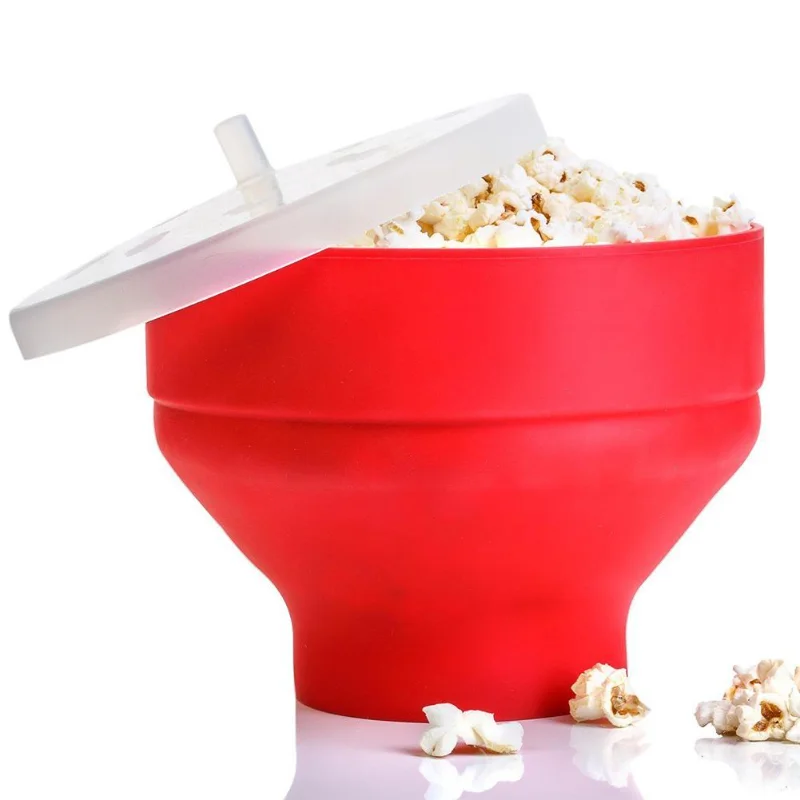 

Silicone Popcorn Maker with Lid, Microwave Popcorn Bucket, Foldable Popcorn Bucket, DIY Bowl, New