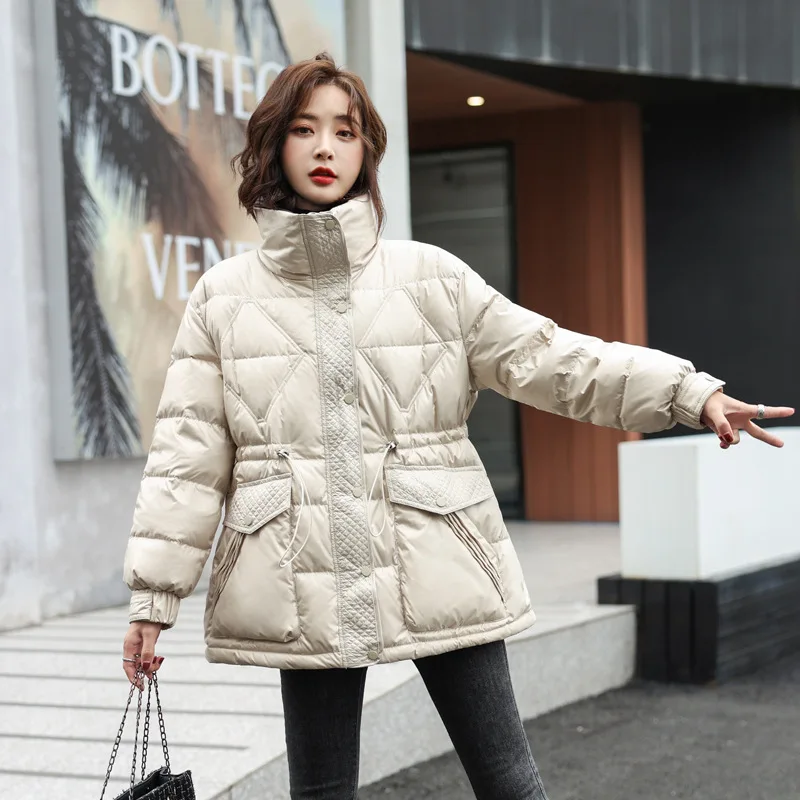 

Mid-Length down Jacket Women's 2023 New Winter Thickened Slimming Warm White Duck down Coat High-End Design