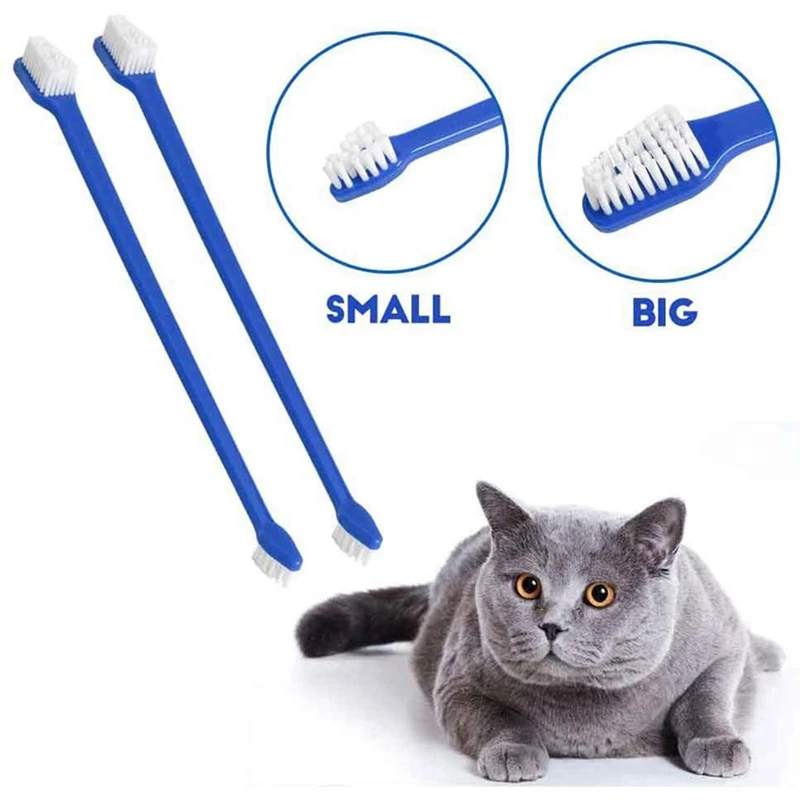 Title 6, 100 Piece Cat Dog Pet Toothbrush Set Double Hea...