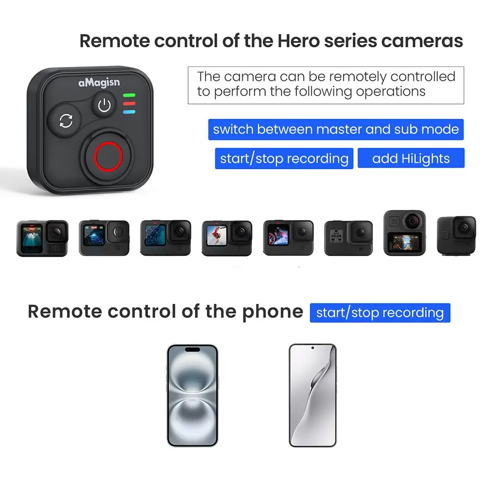 Bluetooth Remote Controllor For DJI Osmo 360/Action 6/5 Pro/4 50m Wireless Long Battery Life Remote Control Camera Accessories