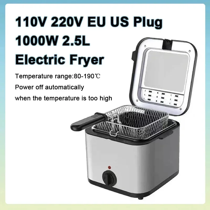 110V 220V 1000W 2.5L Home Multi Functional Electric Fryer Oil Fryer French Fries Chicken Wings Snack Machine 1