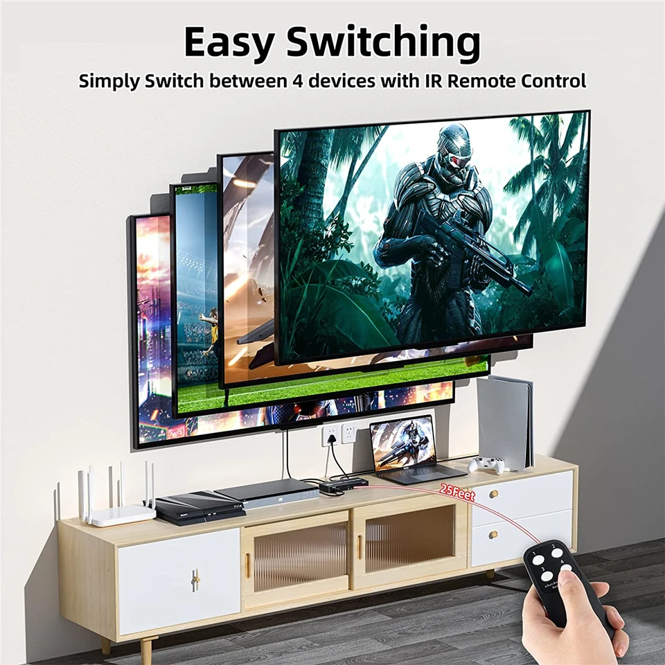 2026 Switcher HDMI 2.1-compatible 4K 120Hz 4 in 1 out 2 in 1 out 8K 60Hz Switch