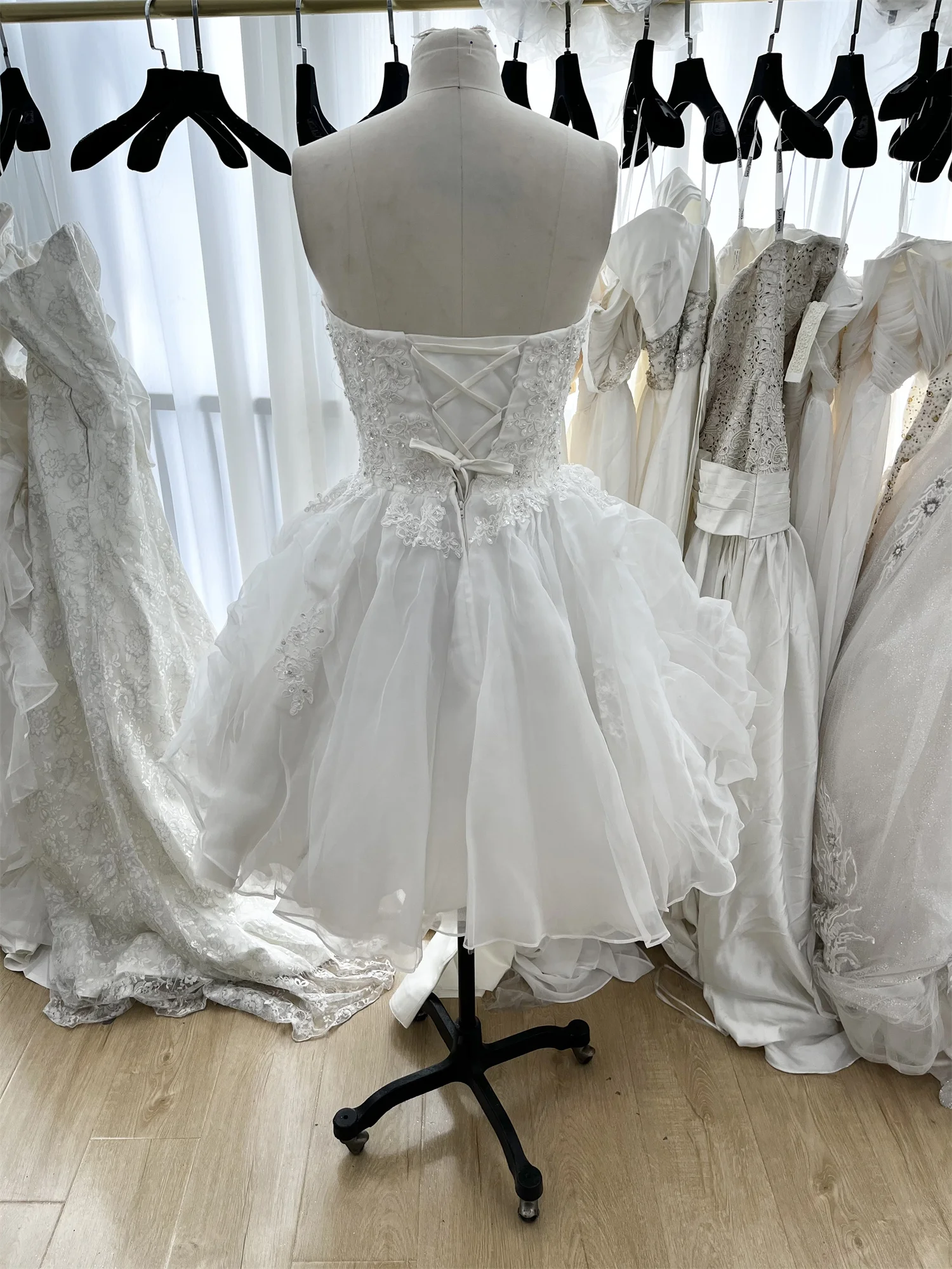 ToBeBridal In Stock Strapless A-Line Reception Dress Knee-Length Beading  vestidos de novia en oferta liquidacin W16 - AliExpress 320