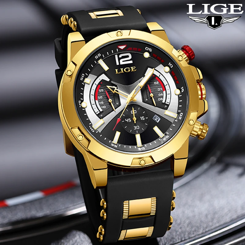 Lige Top Brand Luxury Man Watch Fashion Waterproof Military Silicone Orologi Al Quarzo Per Uomo Calendario Orologio Casual Orologio Da Polso Nuovo