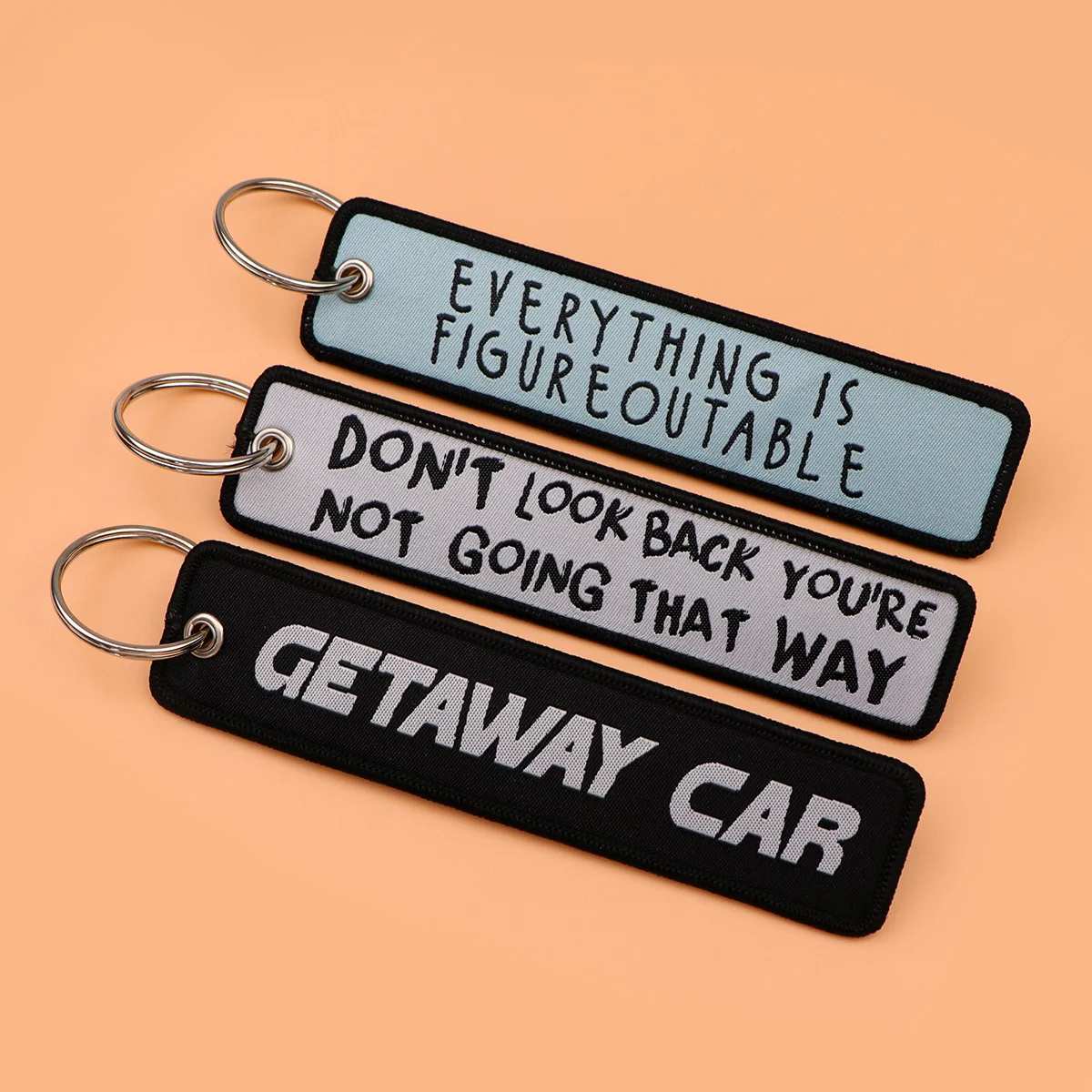 Motivational 'Don't Look Back' Embroidered Keychain - Humorous Gift