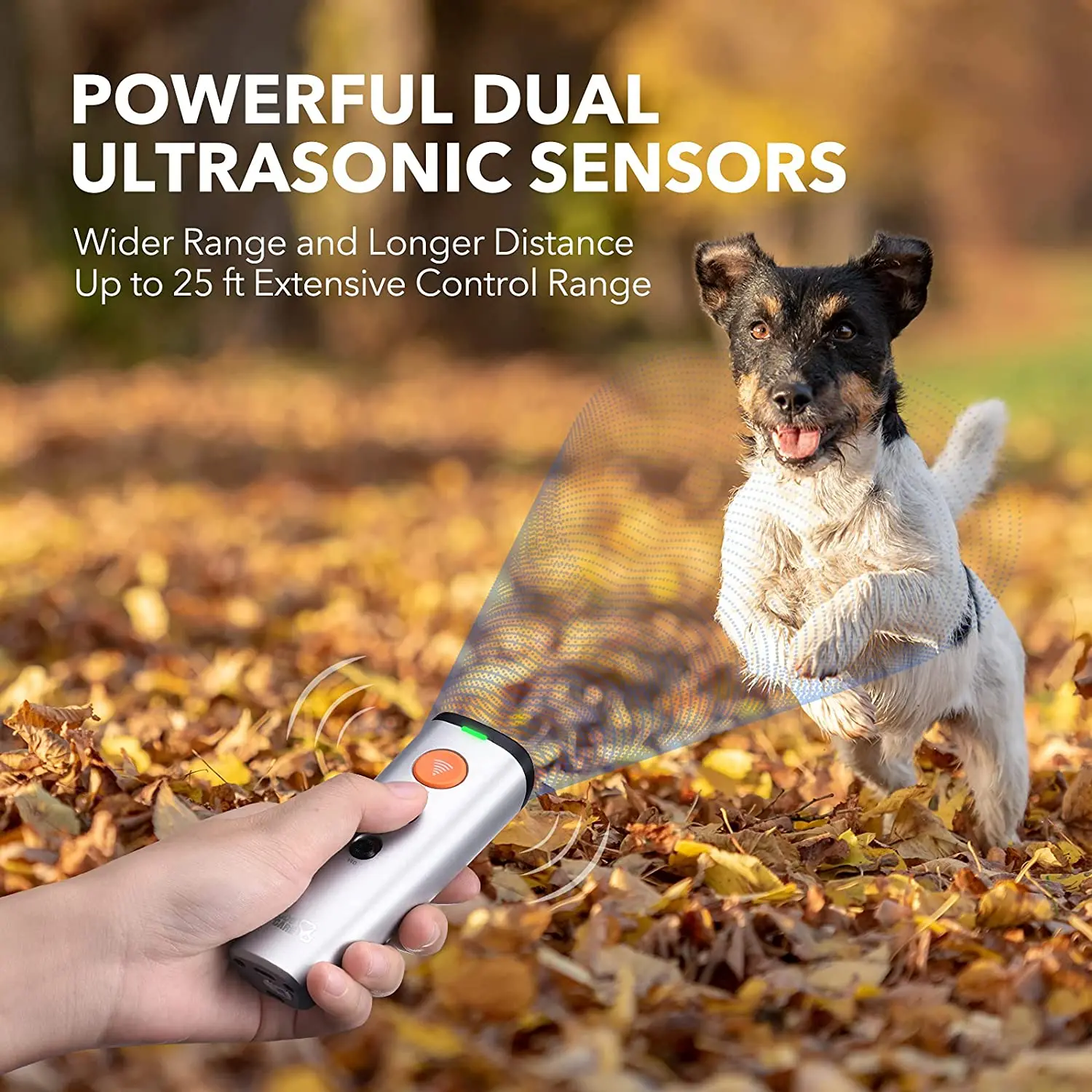 DOGCARE Dog Repeller No Dog Noise Anti Barking Device Ultrasonic Bark Deterrent Devices Training 2-in-1 LED USB Rechargeable