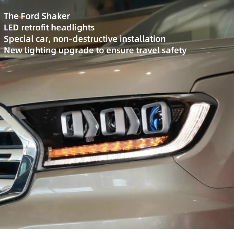 Suitable for Ford ranger 16-20 ranger Shaker headlight assembly modified LED day running light flow turn signal