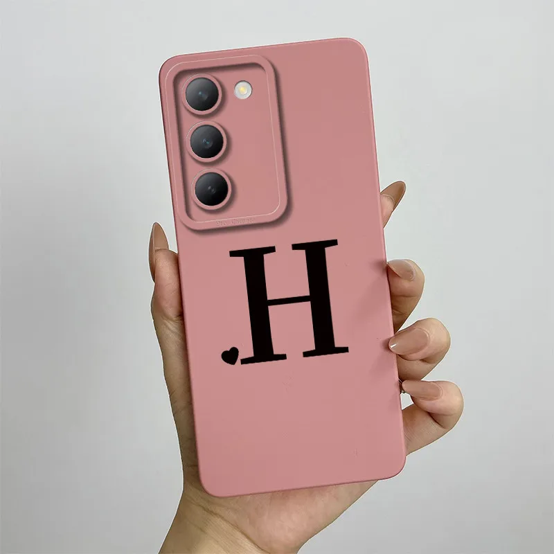 Cute Initial Letters Square Silicone Shockproof Back Cover Case
