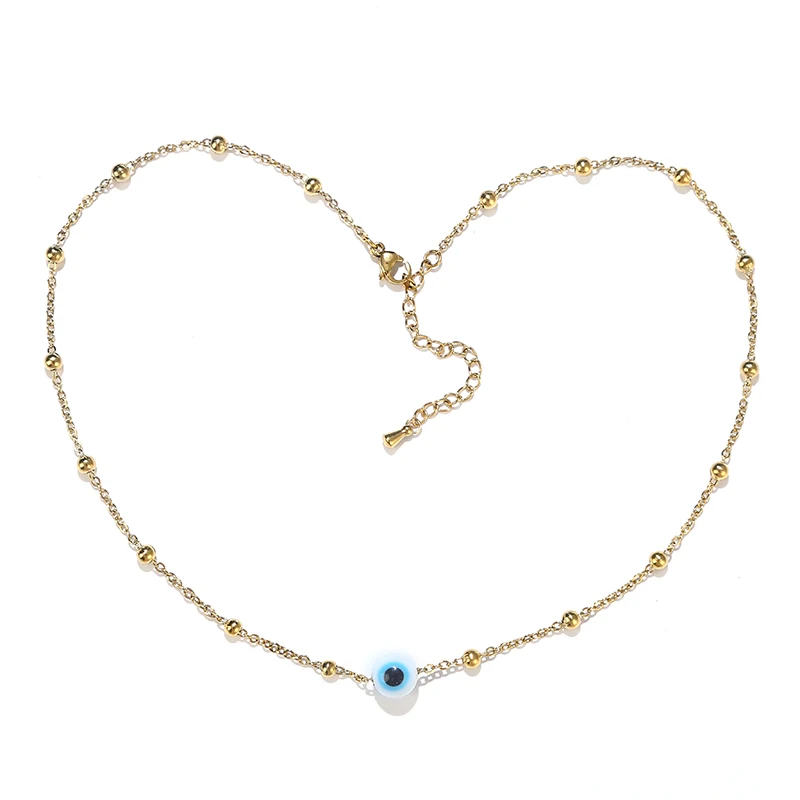 Qualität klassischen französischen Schmuck Damen Geschenk wasserdicht nicht verblassen haltbare Edelstahl Perlenkette Teufels auge Perlenketten – Detail 11