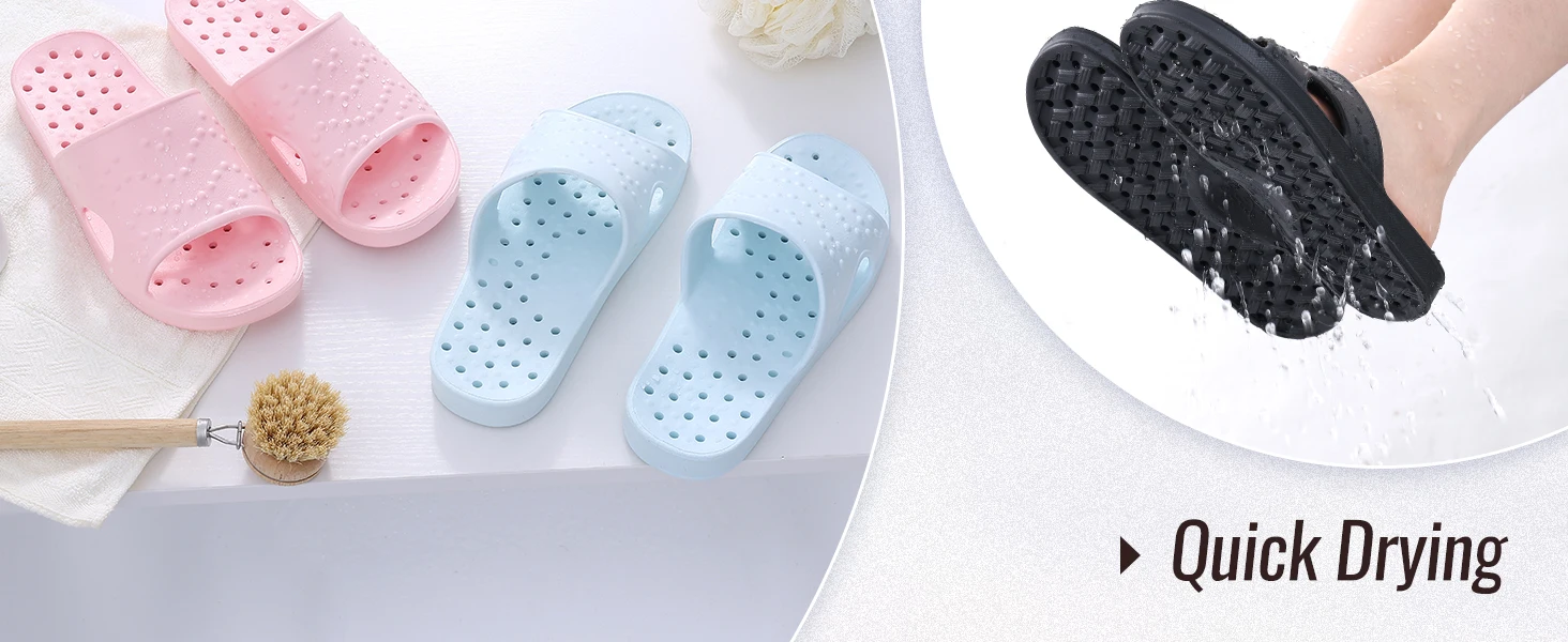 Comwarm Schnelltrocknende Duschpantoffeln für Damen und Herren, Strandpantoffeln mit Fußgewölbestütze, superweiche Badezimmerpantoffeln mit Abflusslöchern – Detail 2