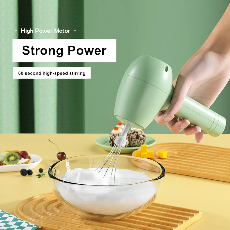 خافق البيض الكهربائي اللاسلكي المحمول صغير متعدد الوظائف مزبد الحليب كريم القهوة خلاط أوتوماتيكي مع قاعدة