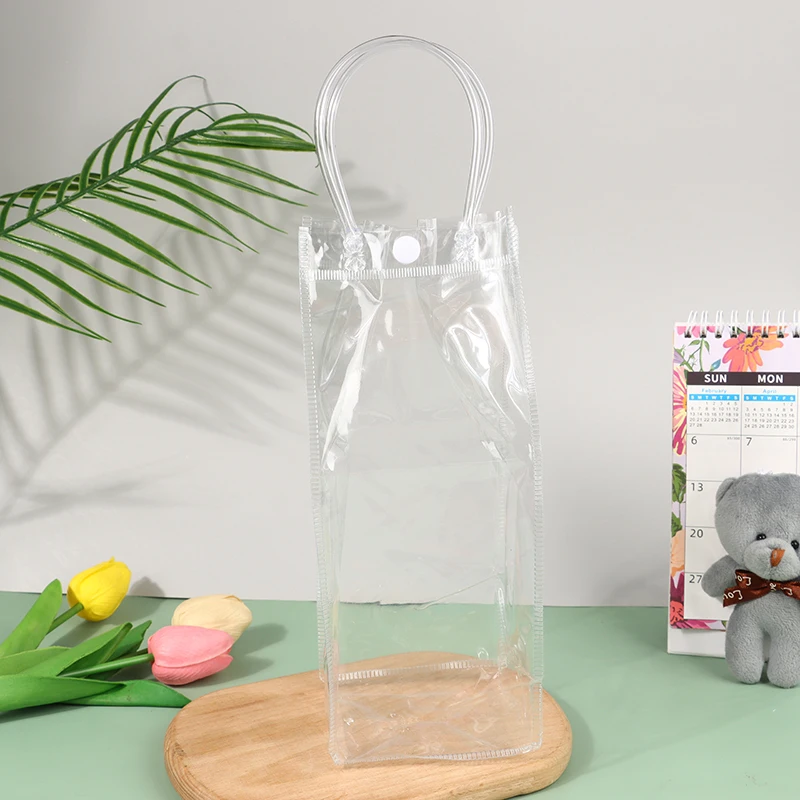 Transparent PVC Ice Wine Bags Anti-leakage Ice Bag Refrigerated Champagne Red Wine Bottle Whisky Eco-friendly Portable Bag