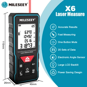 Лазерная рулетка MILESEEY X6, 40/60/80/100 м,лазерный дальномер , Профессиональный дальномер лазерный,Самый практичный подарок для каждого мужчины - рулетка лазерная