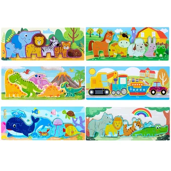 Wooden Animals 3D Puzzle Education Learning Baby Toys Montessori Materials Large Puzzles Clever Board Games Toys For Children