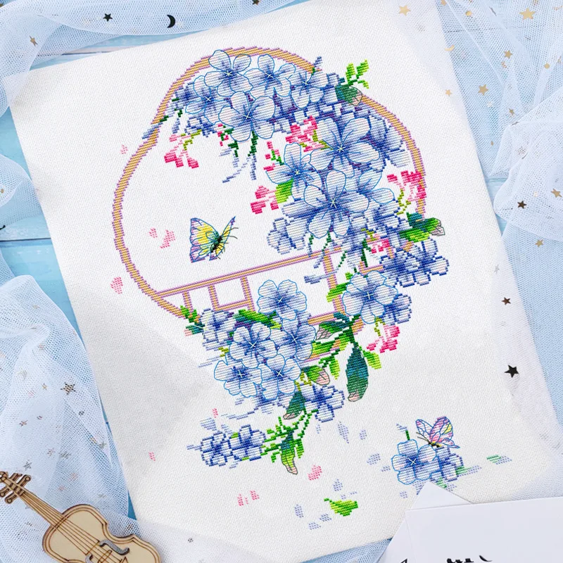 

Набор для вышивки крестом с принтом для начинающих, ткань Aida, бабочки и орхидеи, набор инструментов ручной работы «сделай сам», подарок для начинающих, 11CT