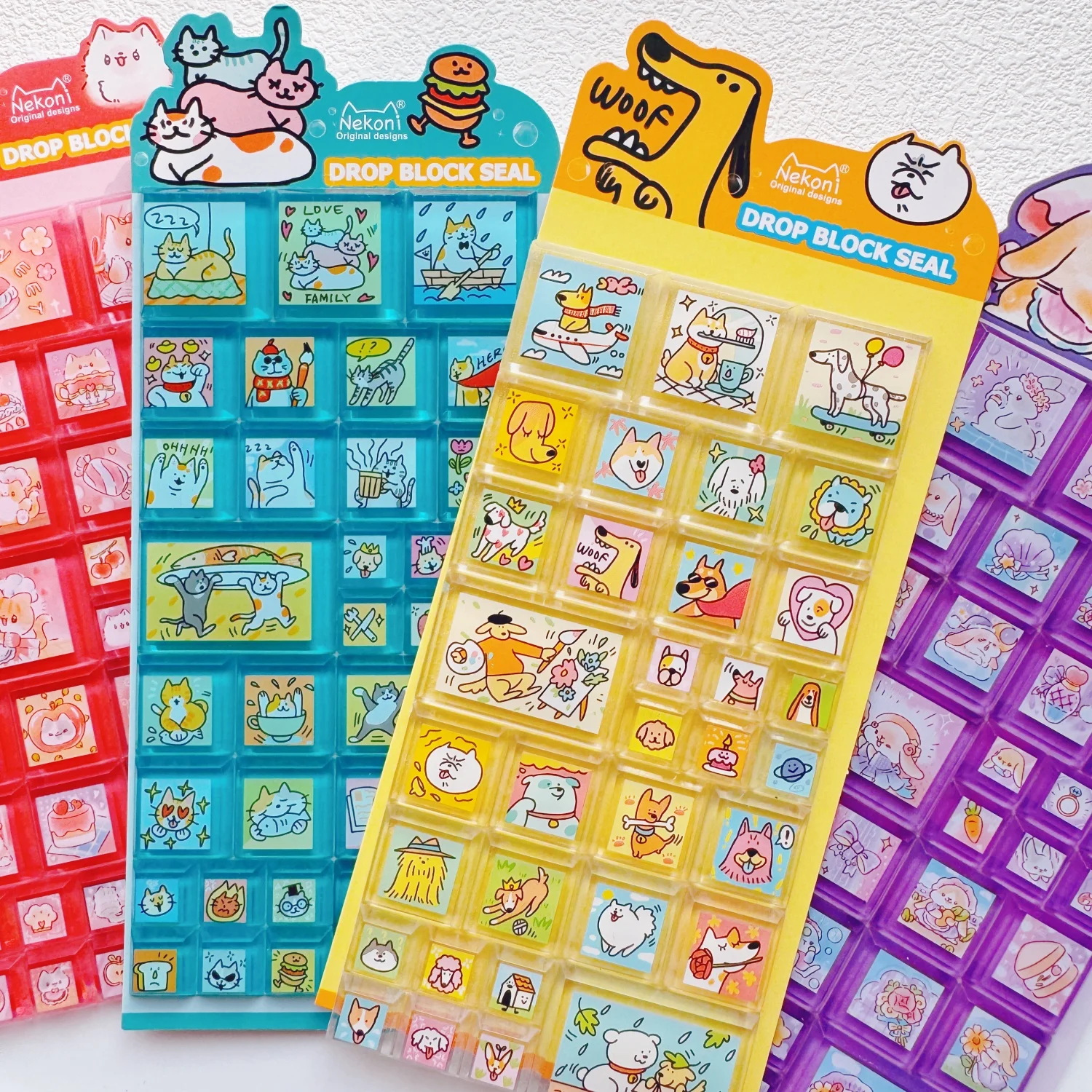 네코니 귀여운 사각형 드롭 블록 씰 3D 스티커 미니 스크랩북 DIY 저널링 문구 다이어리 귀여운 스티커 학용품