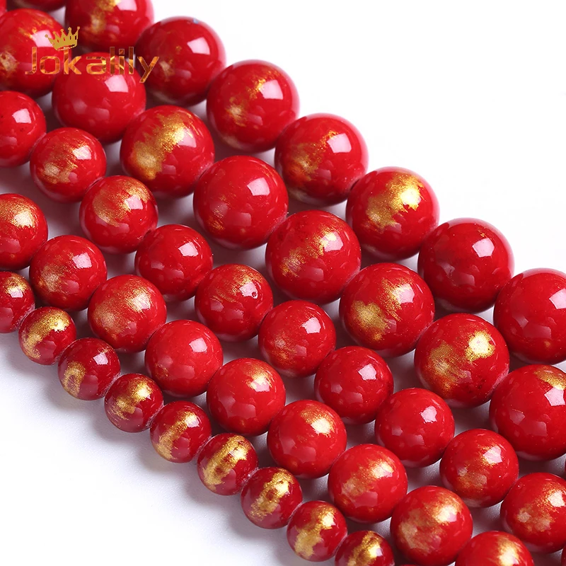 

Natural Red Lapis Lazuli Color Jades Stone Beads For Jewelry Making Round Loose Beads DIY Bracelets Necklace Accessories
