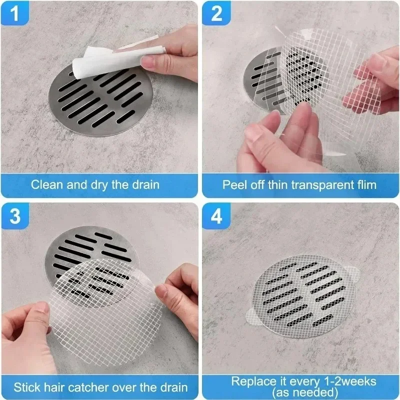 5/100PCS Disposable Hair Drain Catcher Mesh Anti-blocking Filter Floor Drain Sticker Shower Cover Kitchen Bathroom Sink Strainer 6