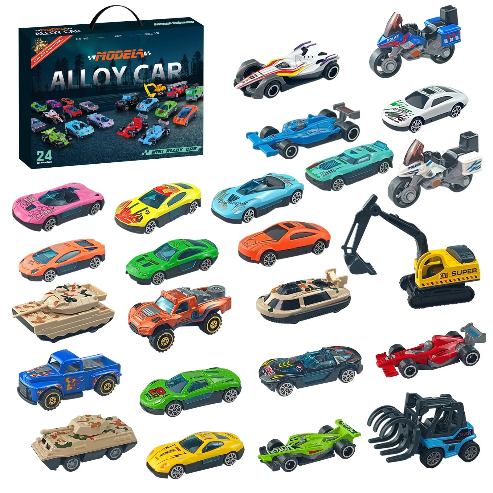 Christmas Gifts Advent Calendar 24 Days Alloy Car Inertial Vehicle